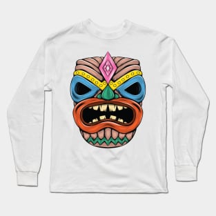 Tiki Island Traditional Mask With Big Mouth Fantasy Artsy Style Long Sleeve T-Shirt
